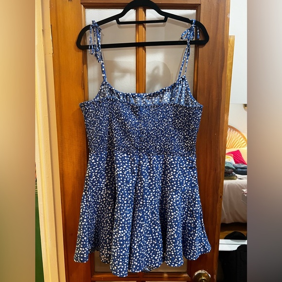Sexy Floral Romper Tie Straps, Blue, XL - Picture 3 of 3